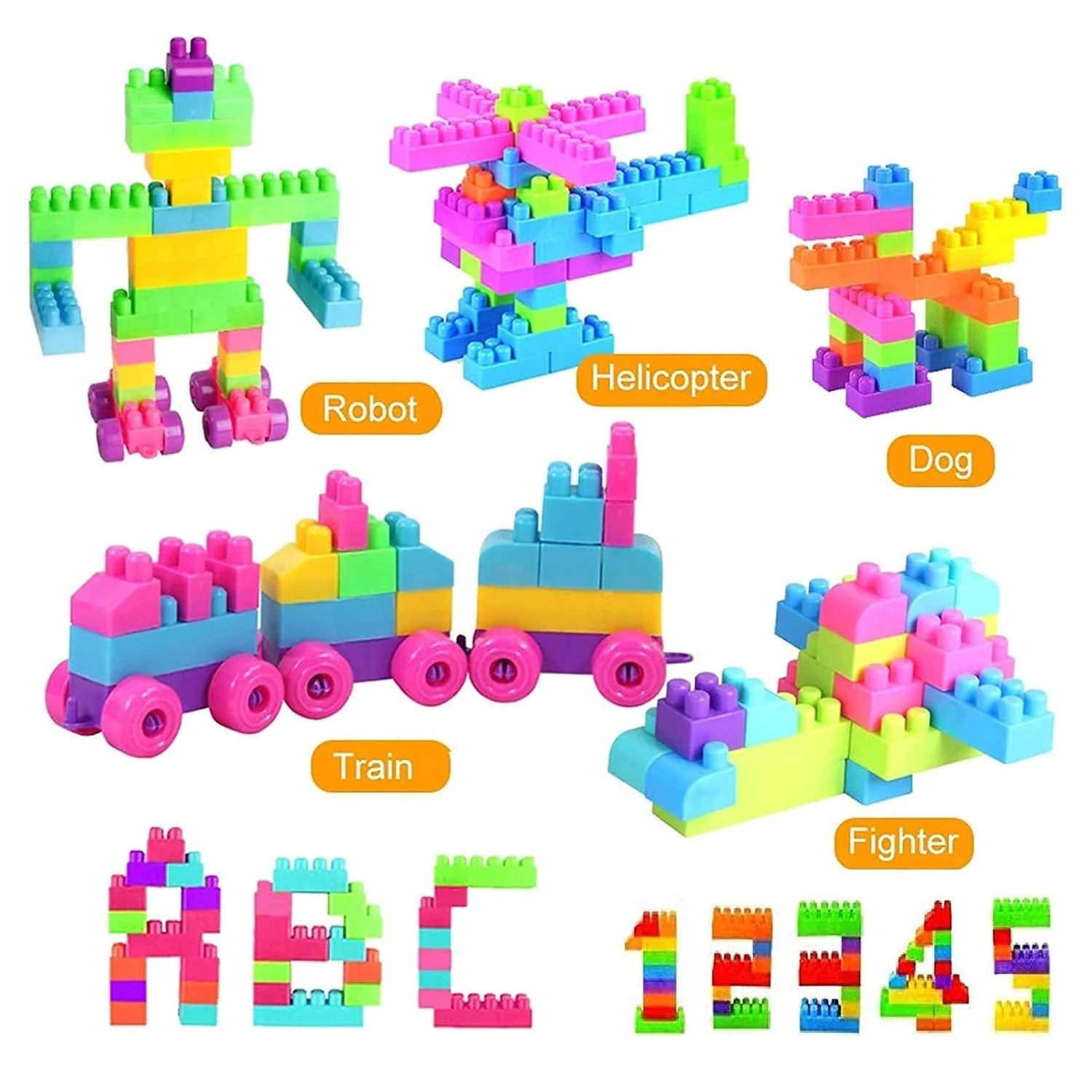 Multicolor Kids' Block Set for Fun & Learning (60 Pieces) - Image 8