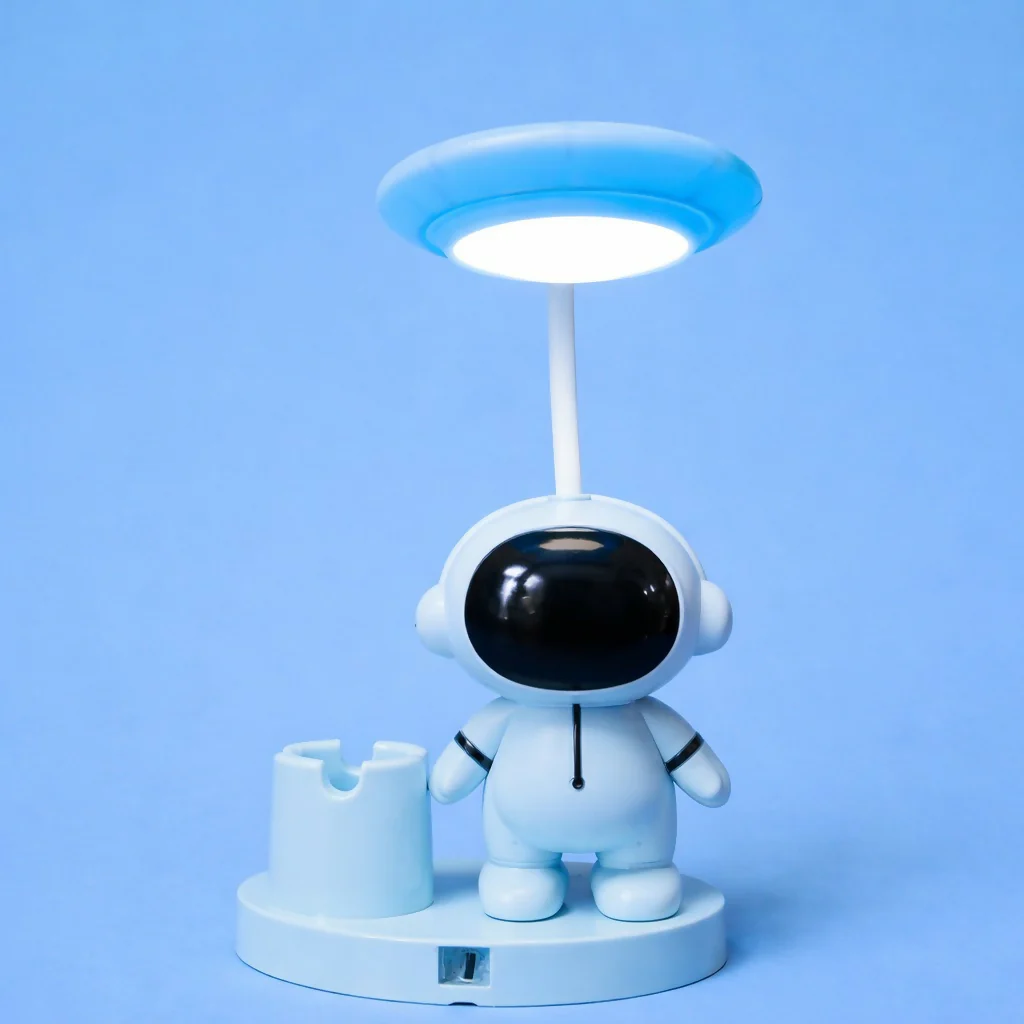 Blue Astronaut LED Desk Lamp with Pen Holder for Study Table, Kids Room & Bedside - Image 3