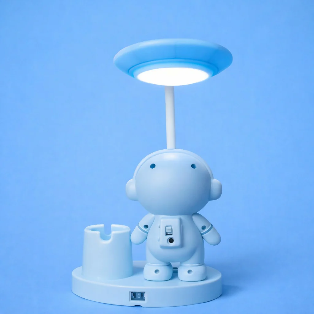 Blue Astronaut LED Desk Lamp with Pen Holder for Study Table, Kids Room & Bedside - Image 4