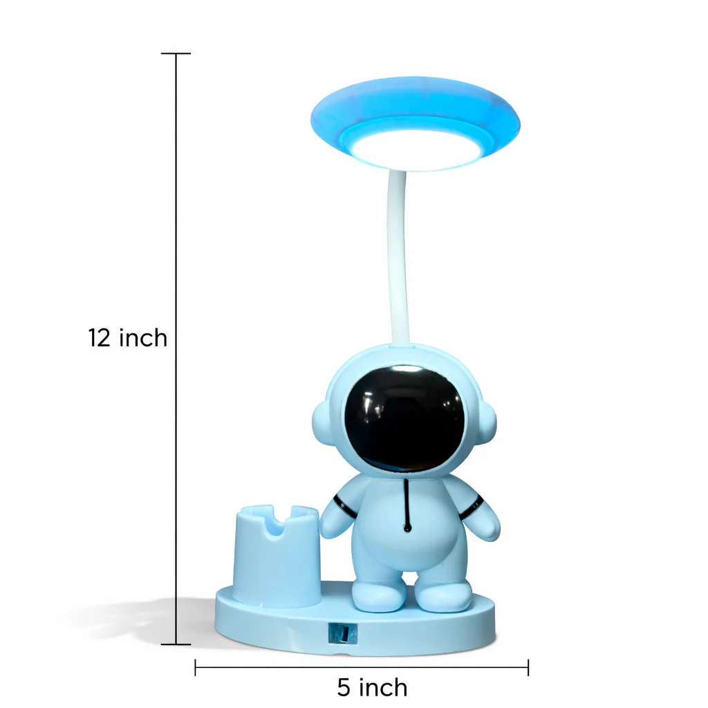 Blue Astronaut LED Desk Lamp with Pen Holder for Study Table, Kids Room & Bedside - Image 5