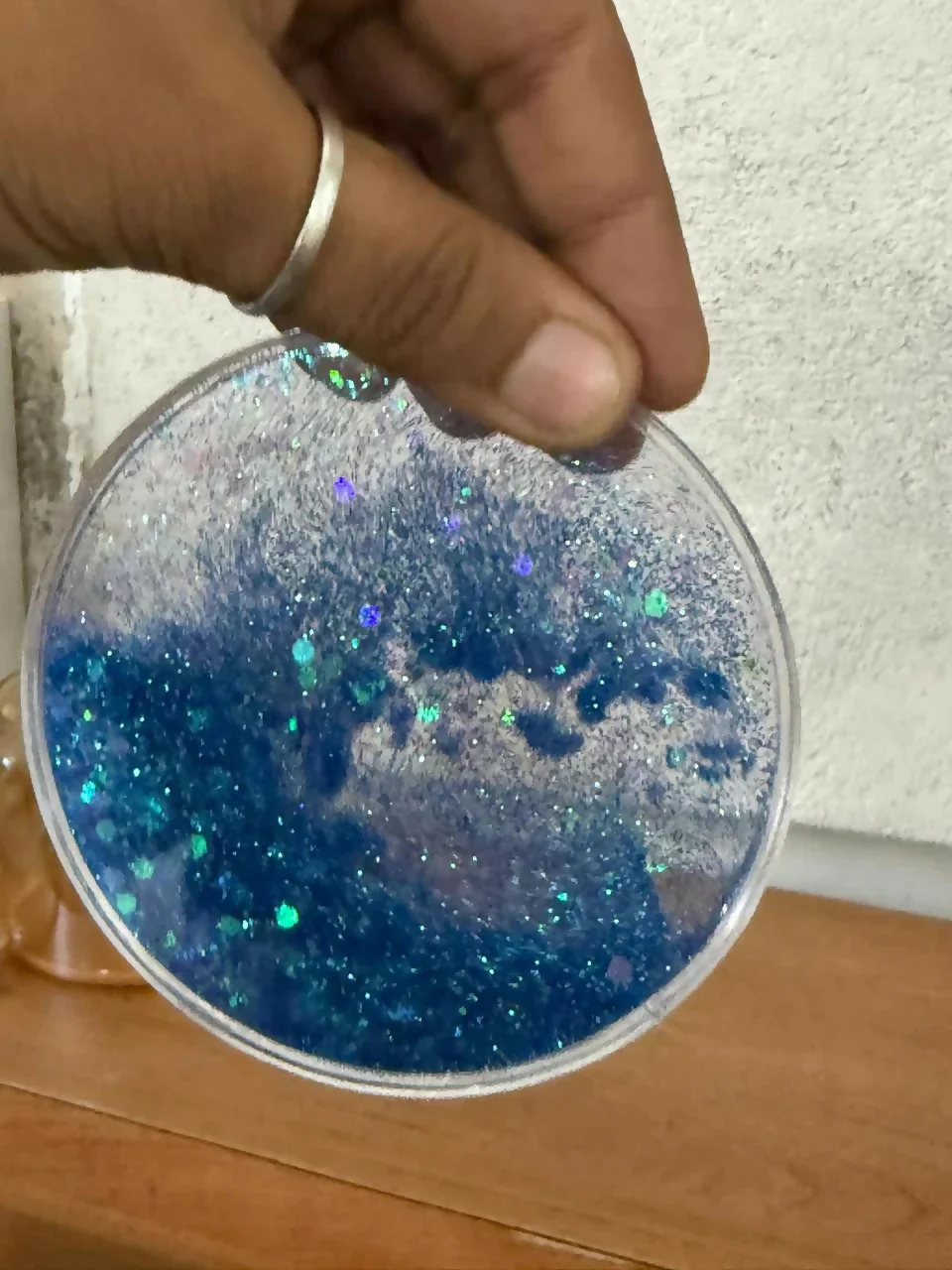 Blue Glitter Liquid Coaster Heat Resistant Cup Mat for Table - Image 5