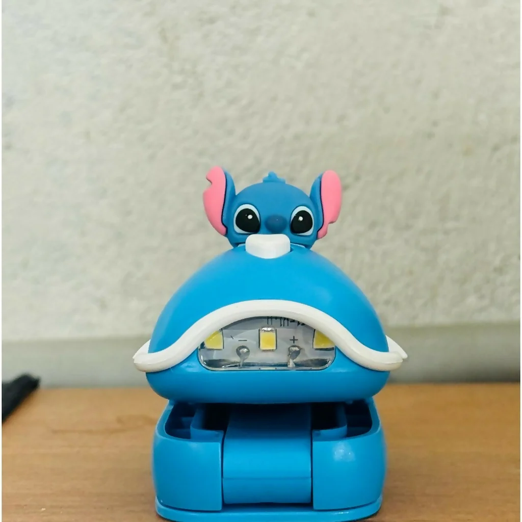 Blue Mini Folding LED Cartoon Car Night Lamp with Clamp Base - Image 2