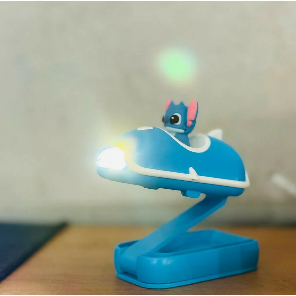 Blue Mini Folding LED Cartoon Car Night Lamp with Clamp Base - Image 3
