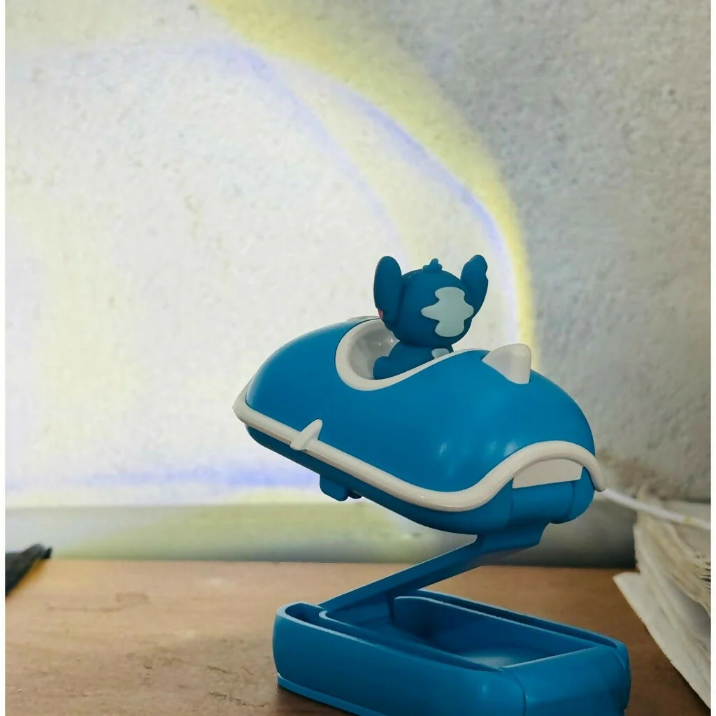 Blue Mini Folding LED Cartoon Car Night Lamp with Clamp Base - Image 4