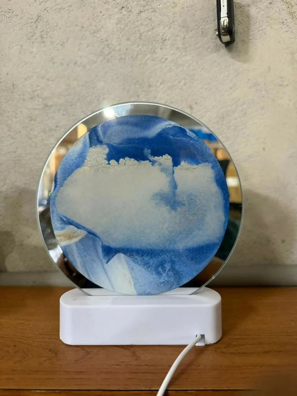 Blue Moving Sand Art LED Lamp Round Decorative Desk Night Light - Image 5