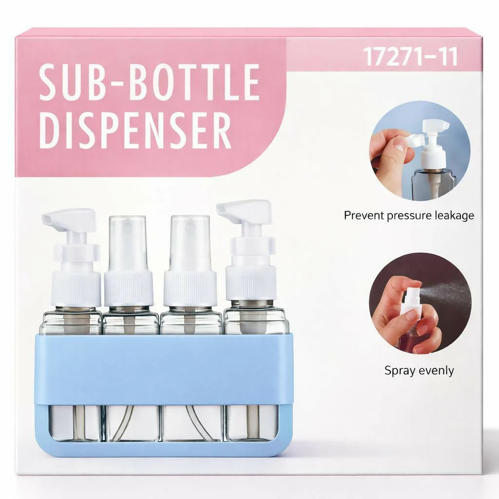 Blue Portable Travel Bottle Set with Pump and Spray Dispenser Kit - Image 5