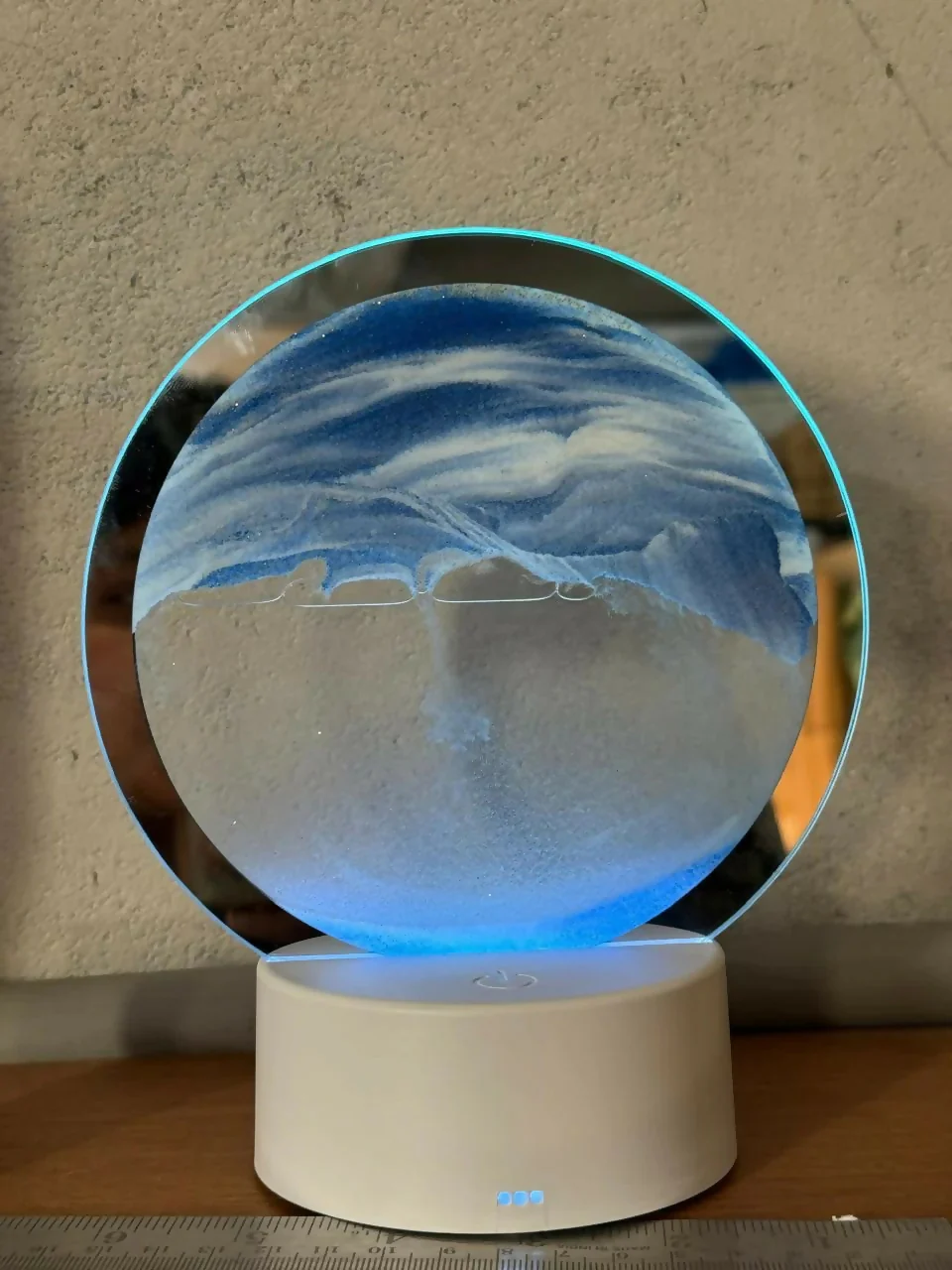 Blue Round Moving Sand Art LED Lamp Decorative Desk Night Light - Image 5