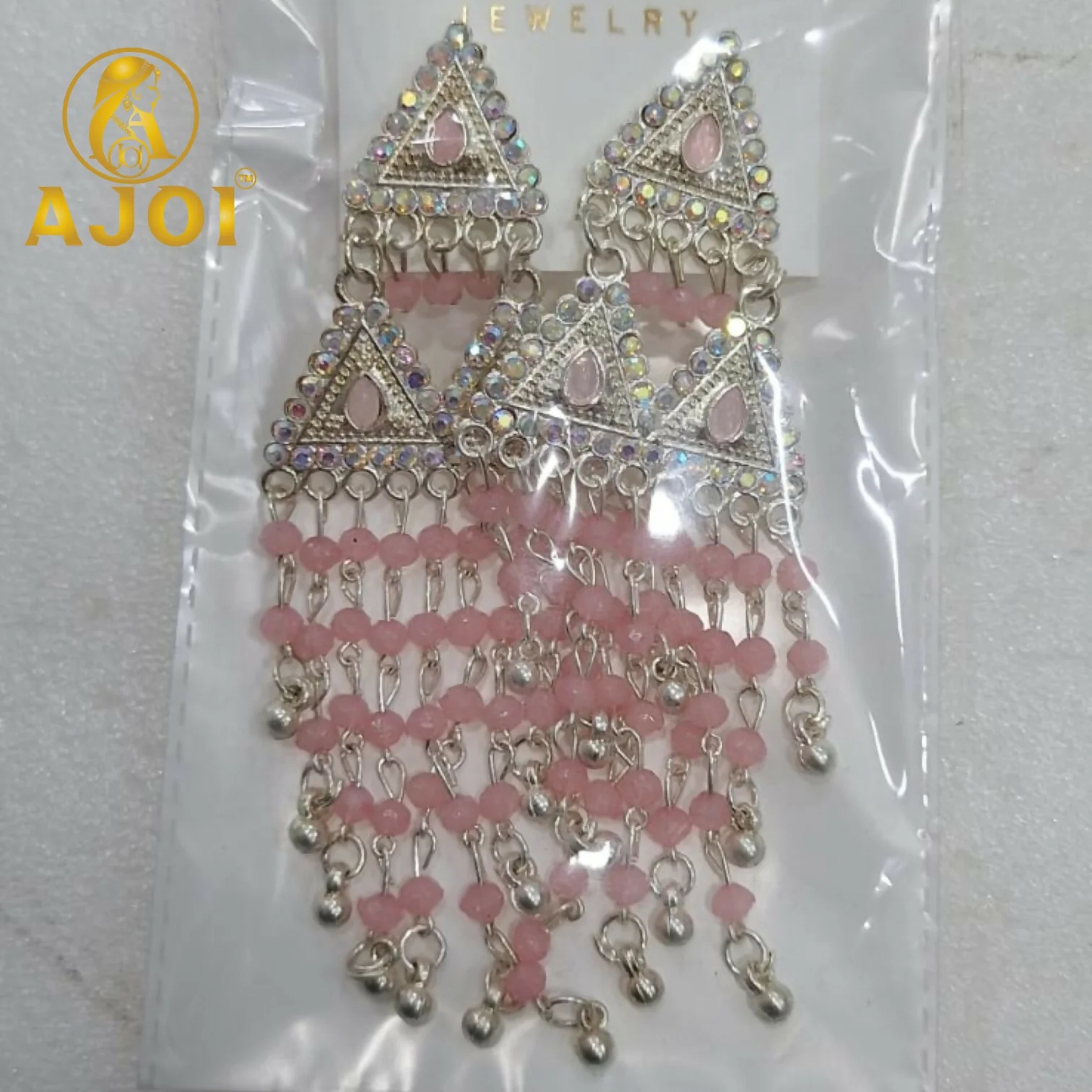 Blush Pink Stone Studded Designer Chandbali Earrings with Pearl Drops - Image 5