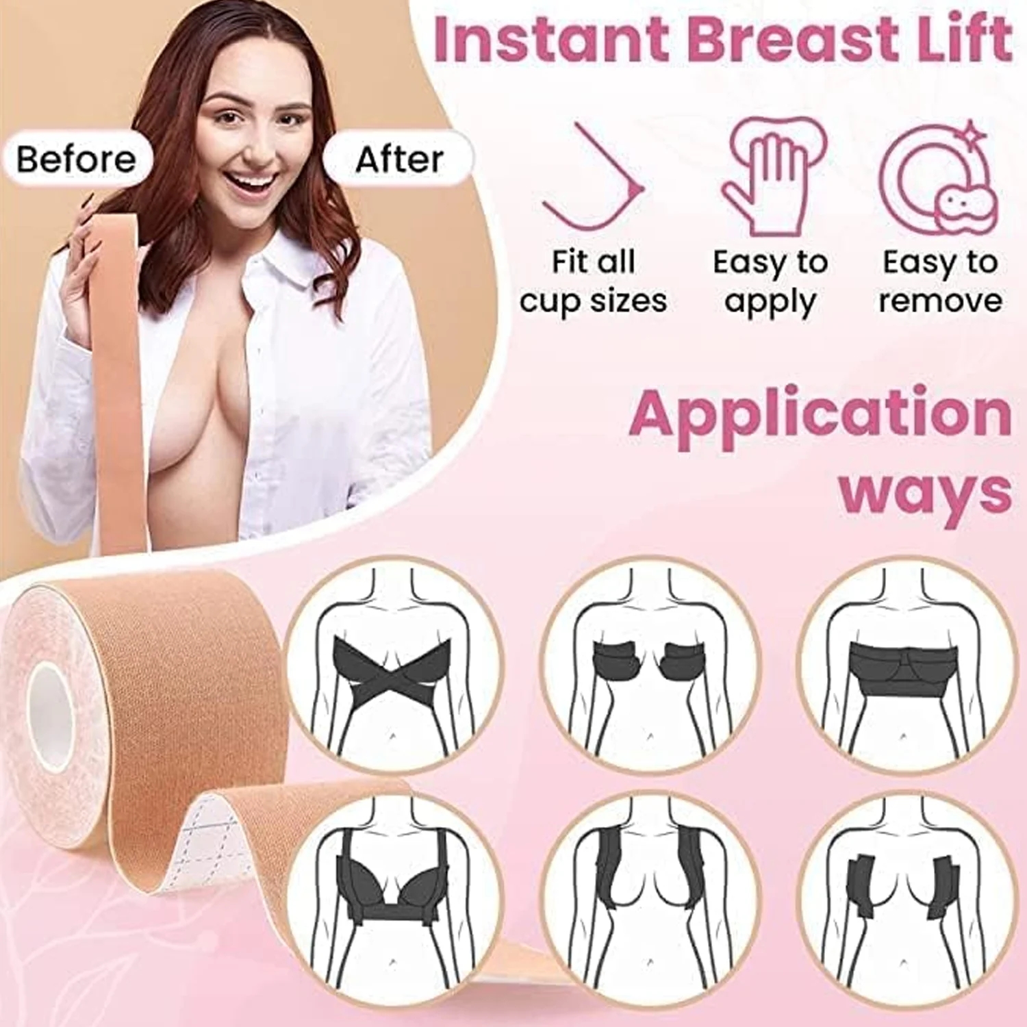 Boob Tape with Nipple Covers: Cotton, Breathable, Lift & Support (5m, 10 Pairs) - Image 10