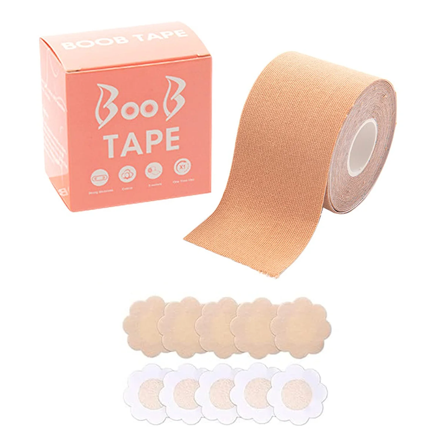 Boob Tape with Nipple Covers: Cotton, Breathable, Lift & Support (5m, 10 Pairs) - Image 3