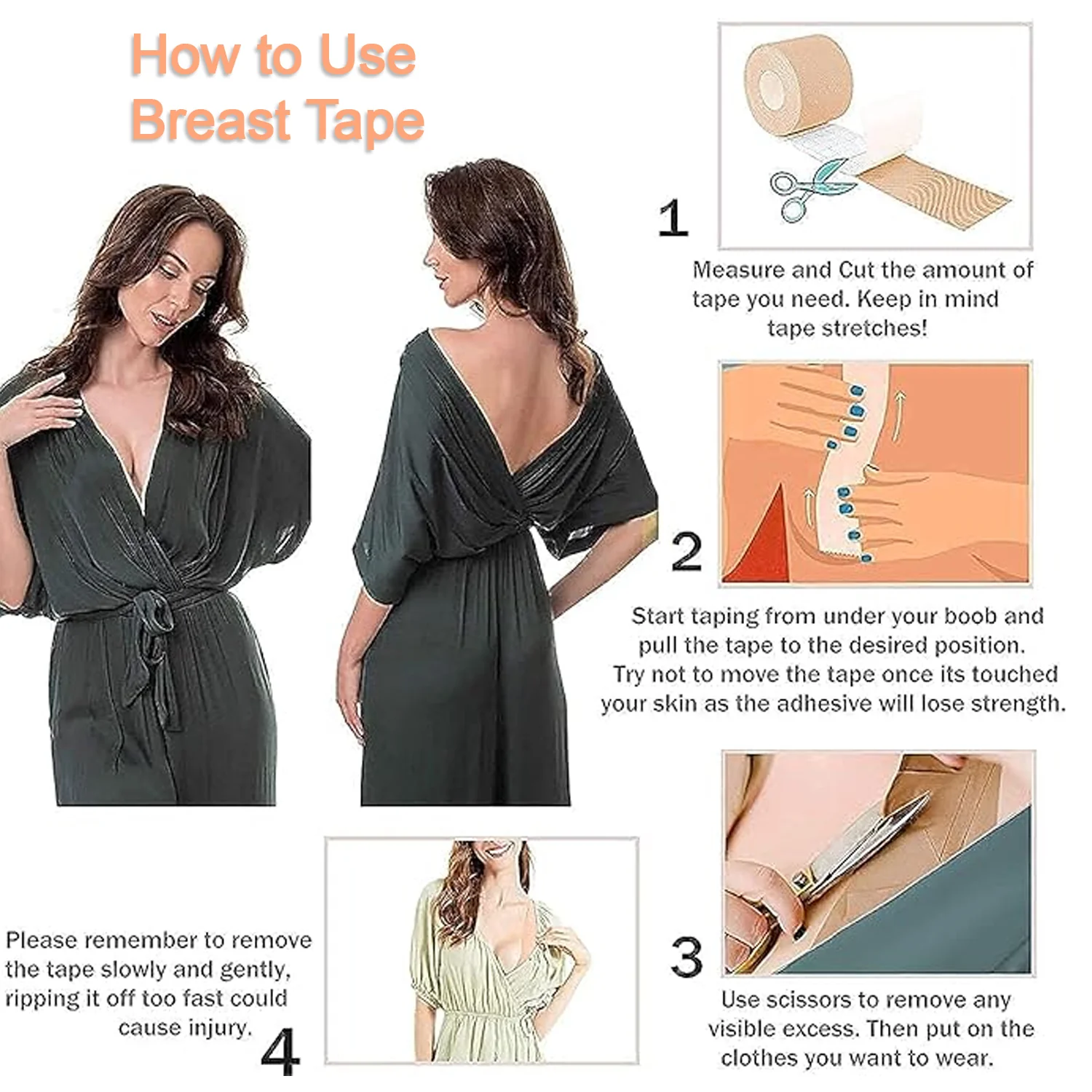 Boob Tape with Nipple Covers: Cotton, Breathable, Lift & Support (5m, 10 Pairs) - Image 7