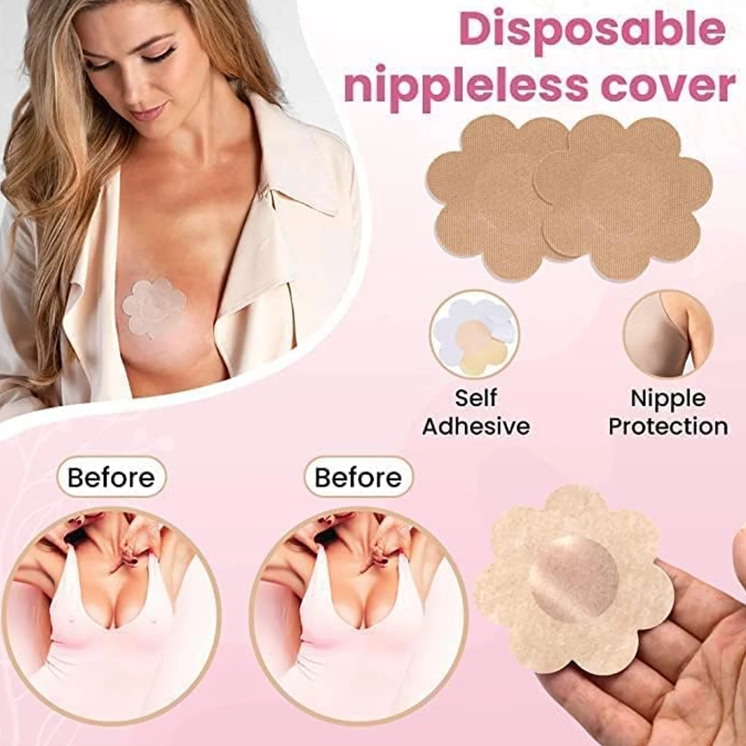 Boob Tape with Nipple Covers: Cotton, Breathable, Lift & Support (5m, 10 Pairs) - Image 8