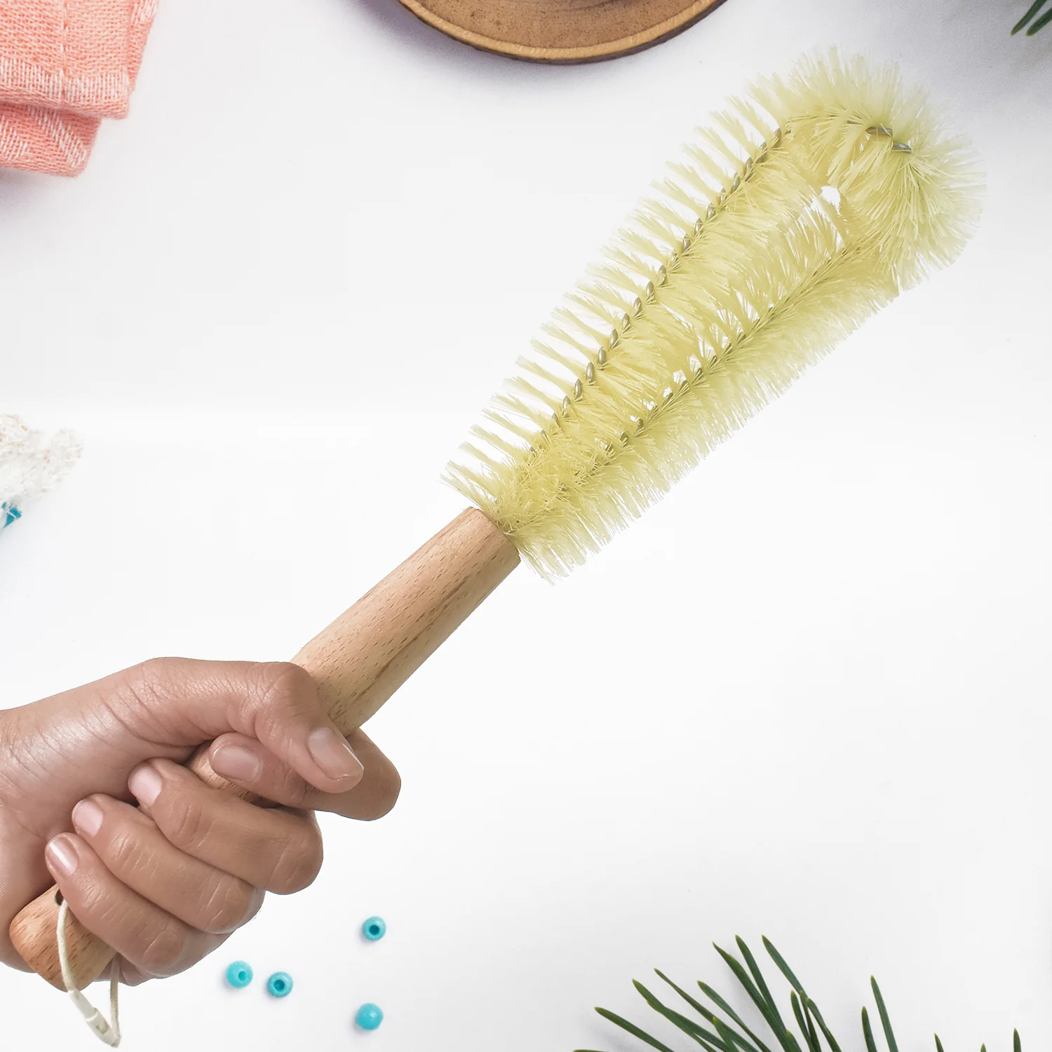 13 inch Bottle Brush, Bristle Brush with Wood Handle - Image 4