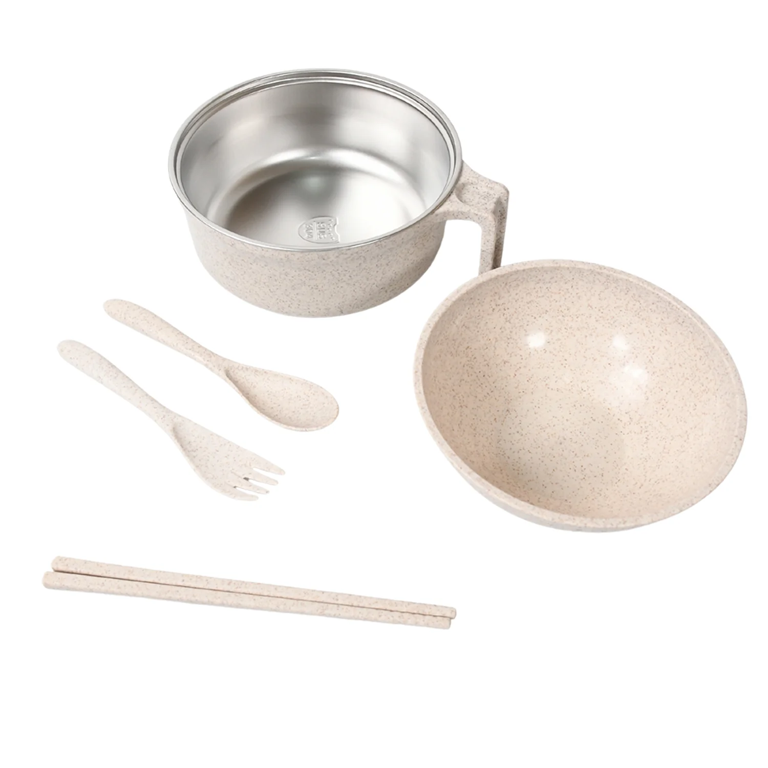 Rice Bowl Noodle Set – 6 Pcs with Lid, Handle & Cutlery - Image 6