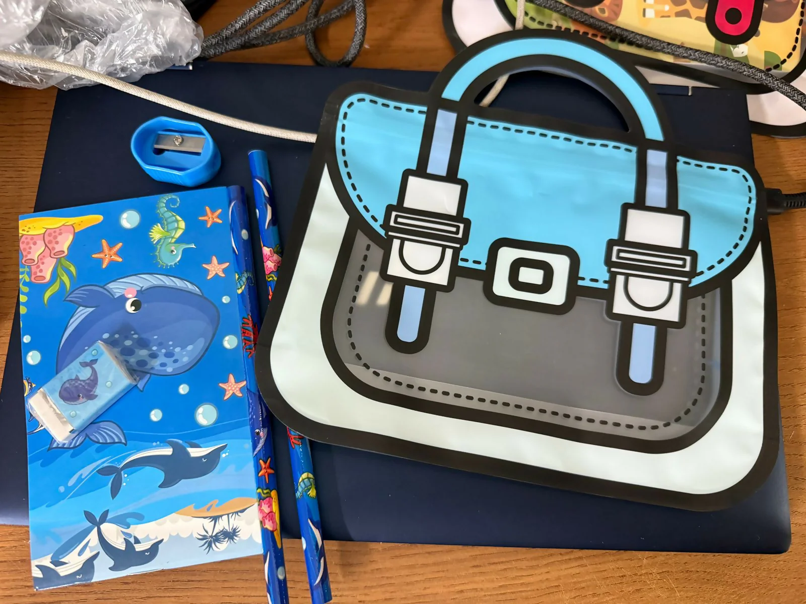 Boys Cartoon Stationery Set with Notebook, Pencils, Eraser & Pouch - Image 4