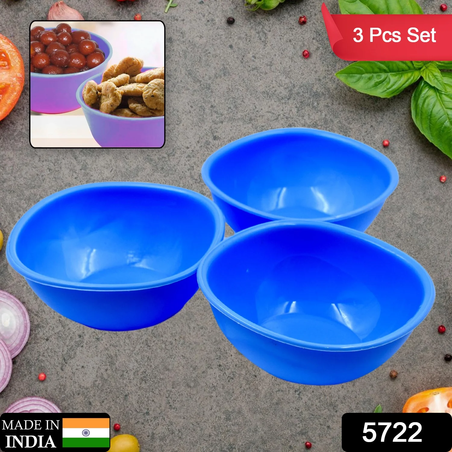 BPA Free Plastic Bowl Set for Cereal Salad Rice Soup Pasta Snack 3 Pc - Image 10