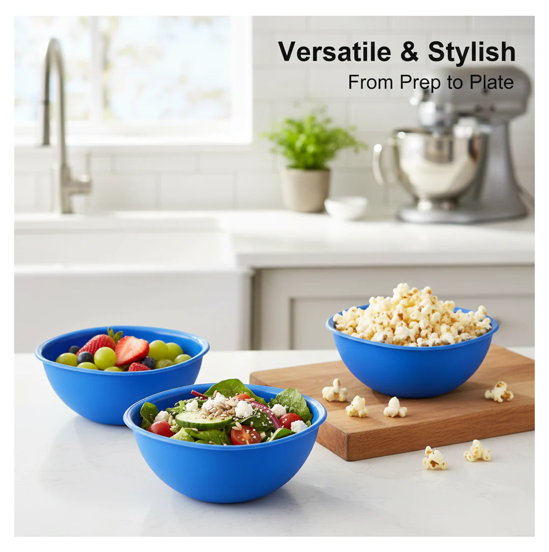 BPA Free Plastic Bowl Set for Cereal Salad Rice Soup Pasta Snack 3 Pc - Image 2