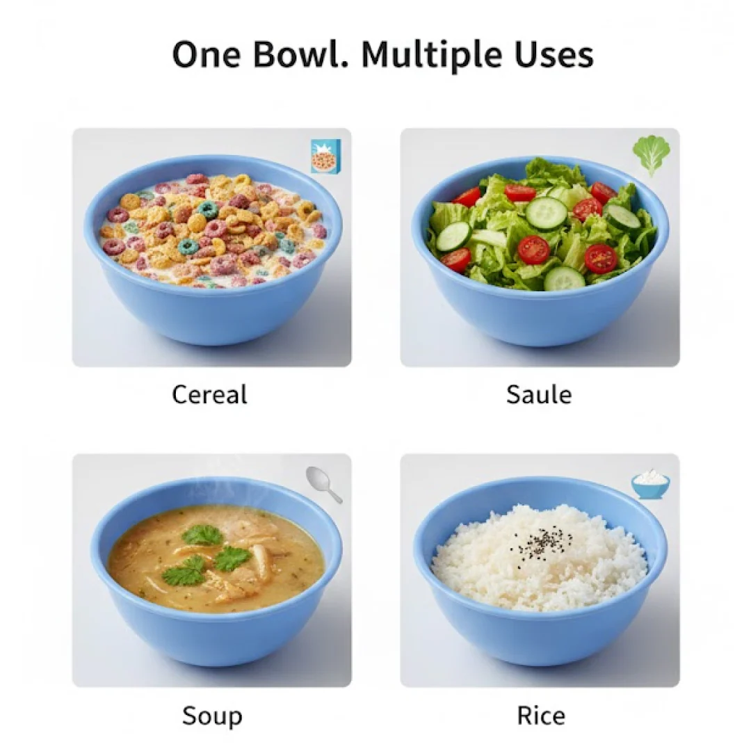 BPA Free Plastic Bowl Set for Cereal Salad Rice Soup Pasta Snack 3 Pc - Image 5