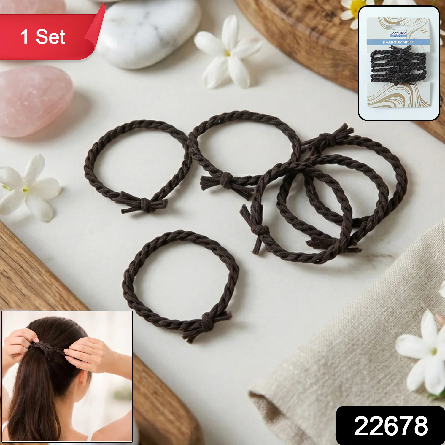 Braided Elastic Hair Bands Set (1 Set) - Image 2