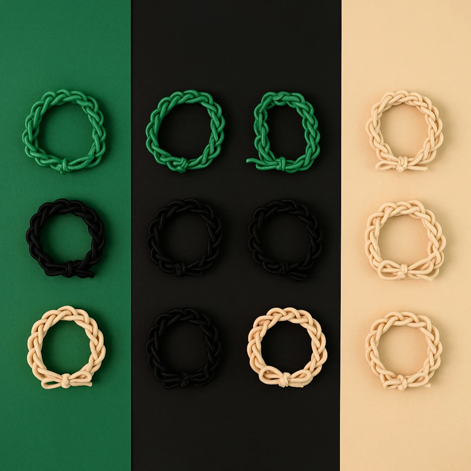 Braided Elastic Hair Bands Set (12 Pc) - Image 3