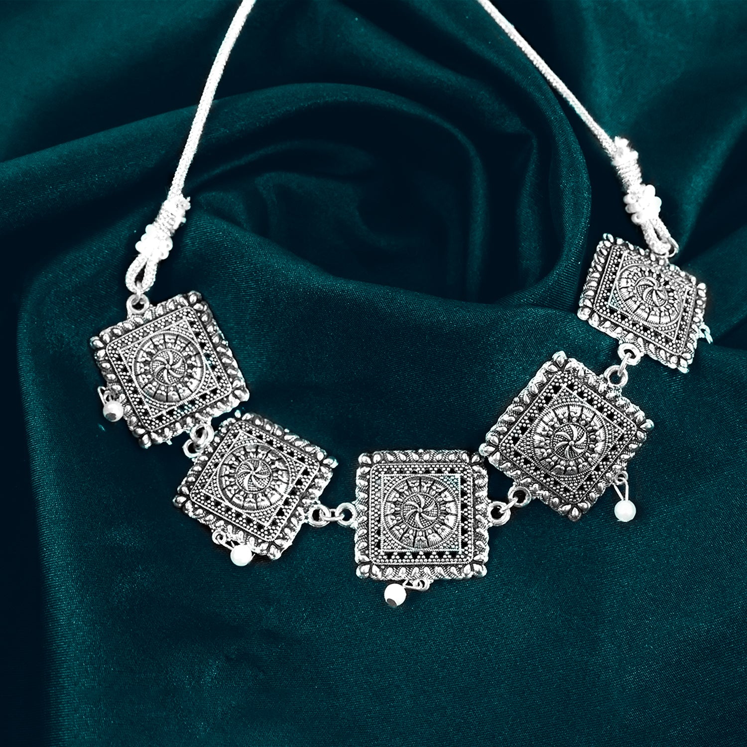 Brass Choker Necklace With Earrings (2Pc) - Image 5