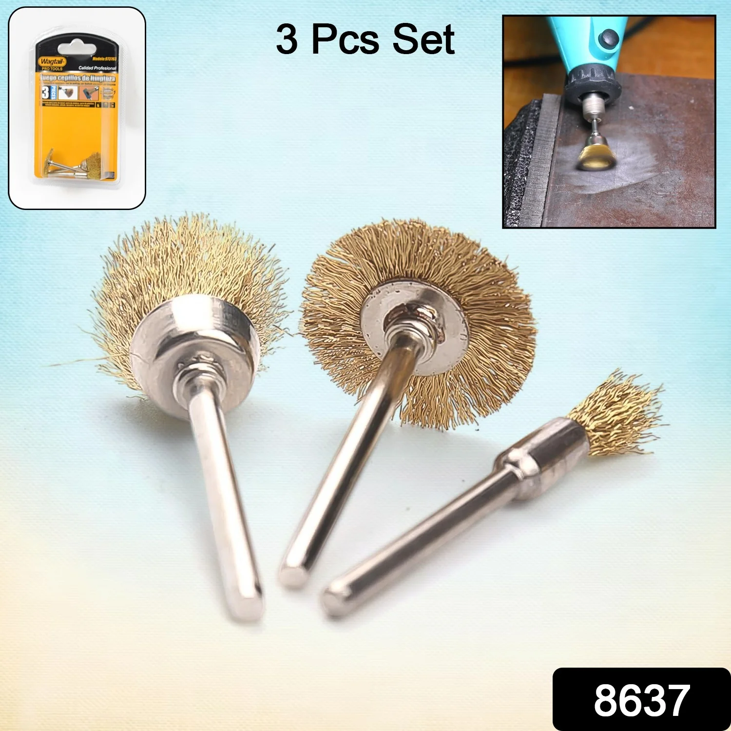 Brass Wire Wheels, 3 Pcs Brass Wire Wheels, Rust Removal Tool - Image 2