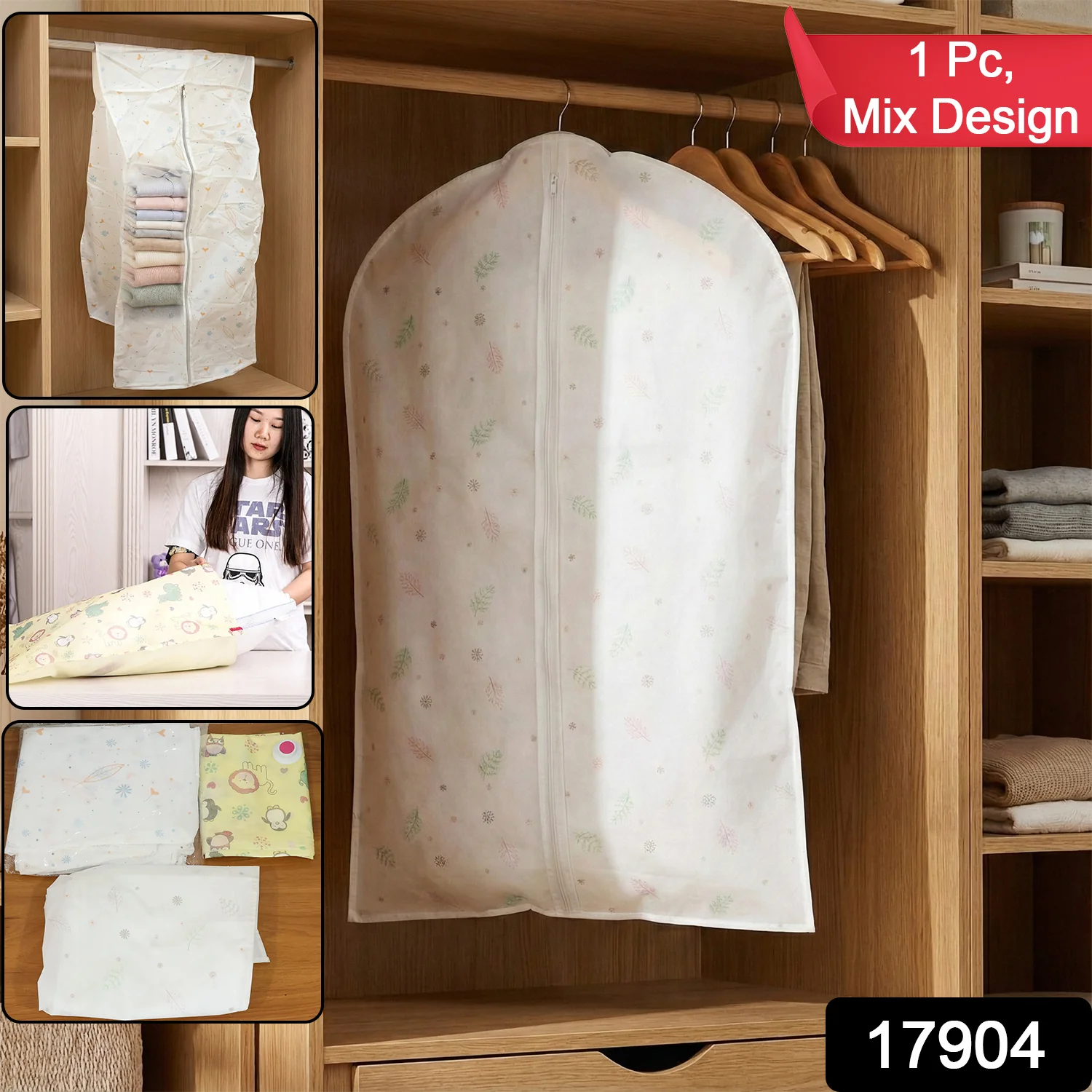 Breathable Hanging Garment Storage Cover  (1 Pc / Mix Design) - Image 2