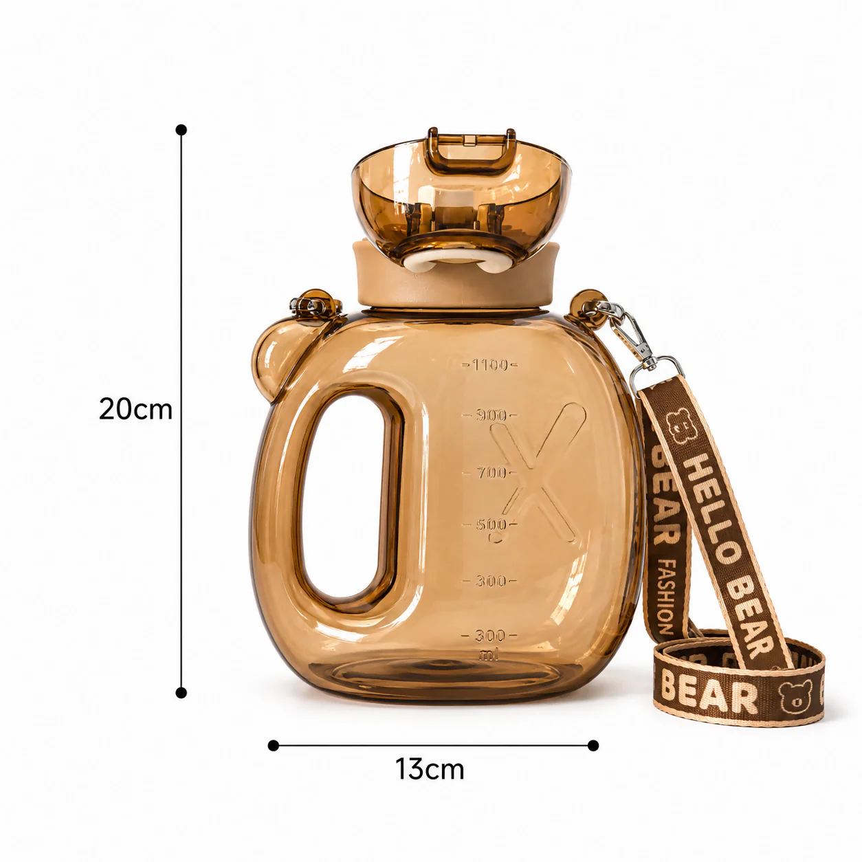 Brown 200 ML Bear Water Bottle with Straw & Adjustable Carry Sling - Image 6