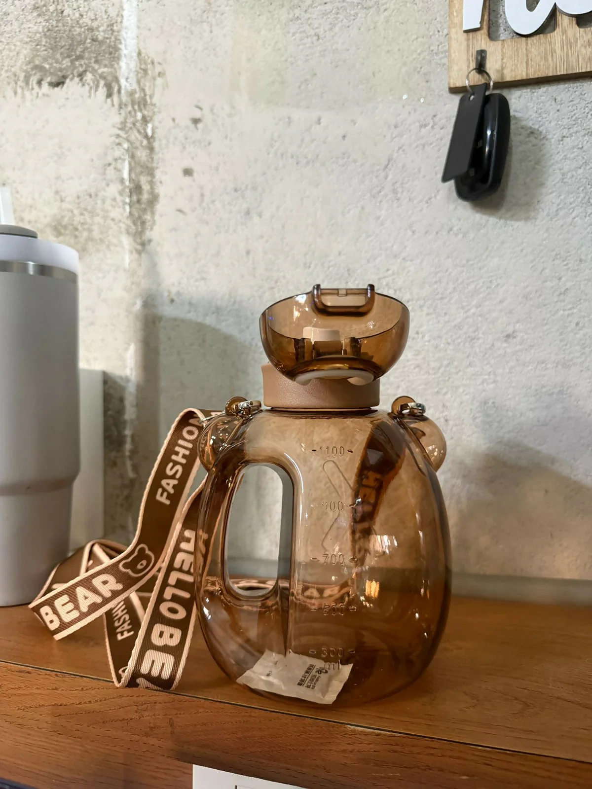 Brown 200 ML Bear Water Bottle with Straw & Adjustable Carry Sling - Image 7