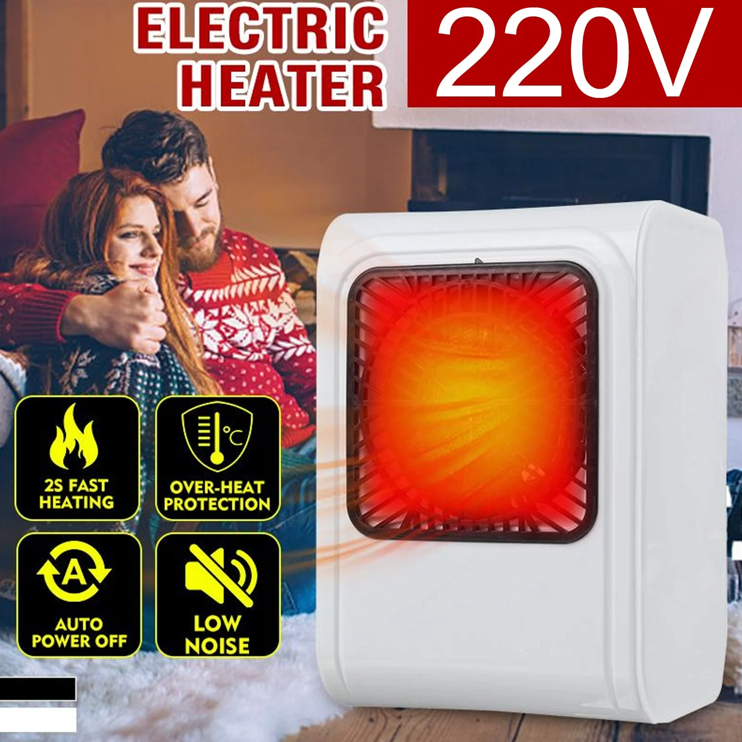 Room Heater 220V Brown Box Heater with Plug for Office & Bedroom Use - Image 3