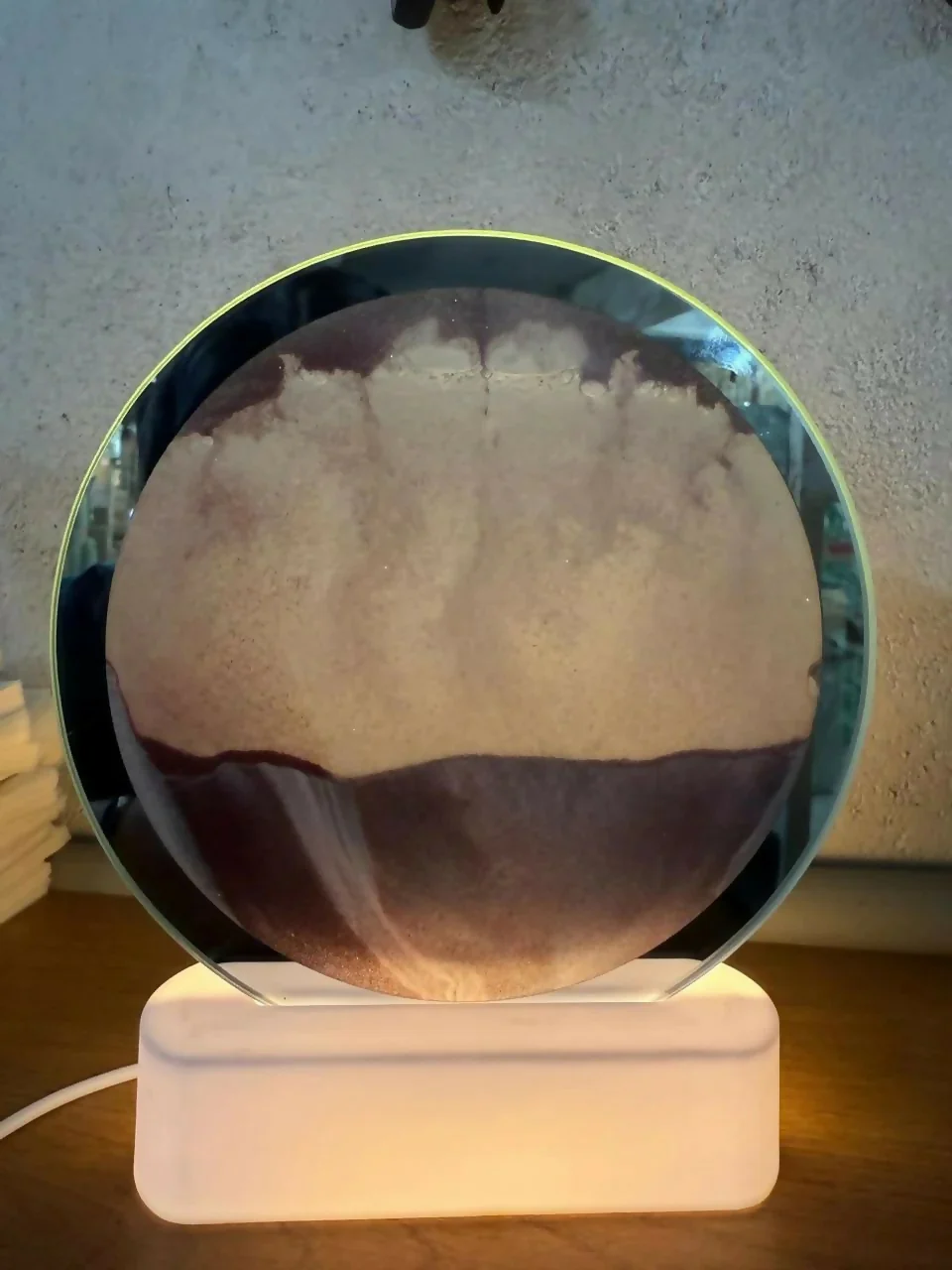 Brown Moving Sand Art LED Lamp Round Decorative Ambient Night Light - Image 5