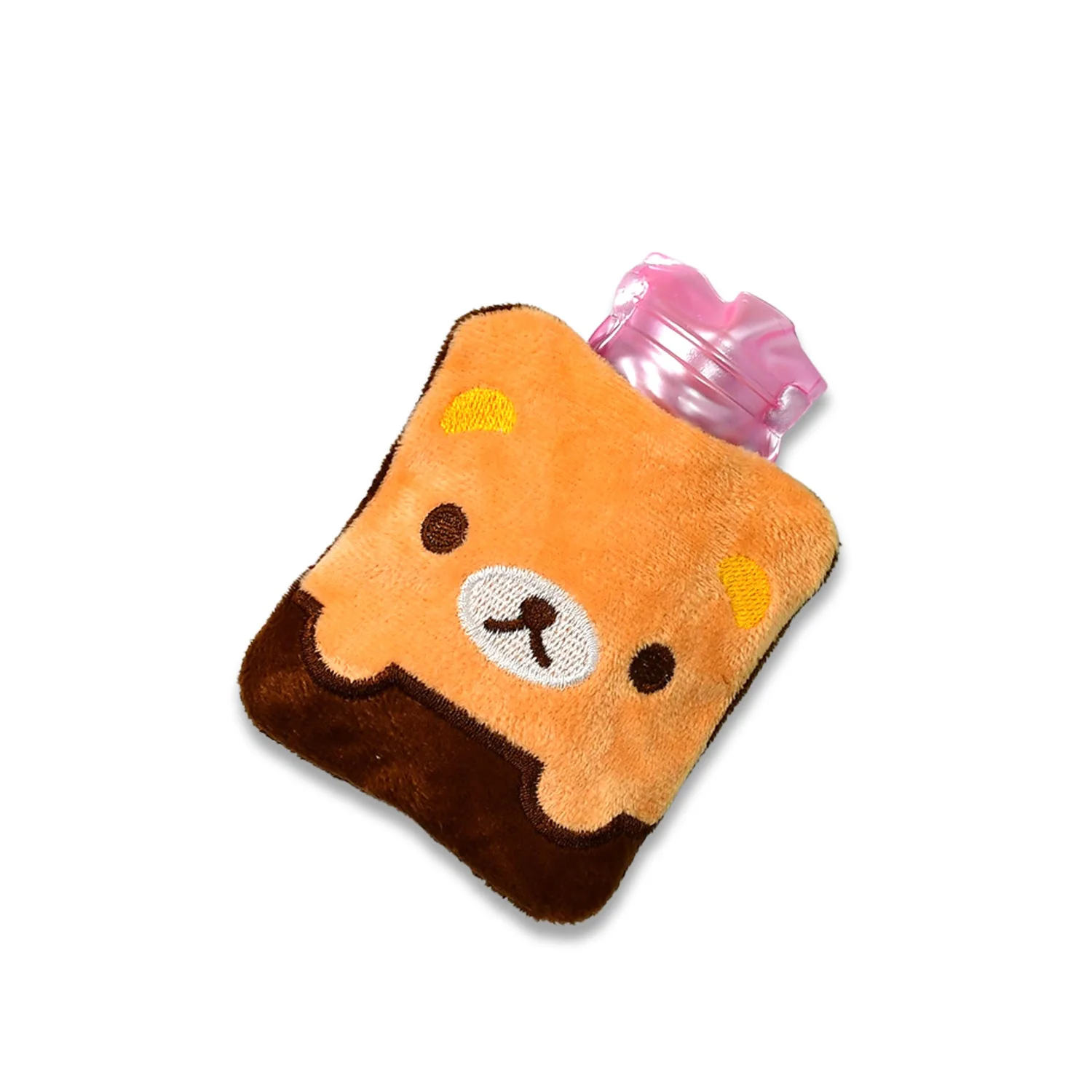 Brown Panda Print Small Hot Water Bag with Cover for Pain - Image 4