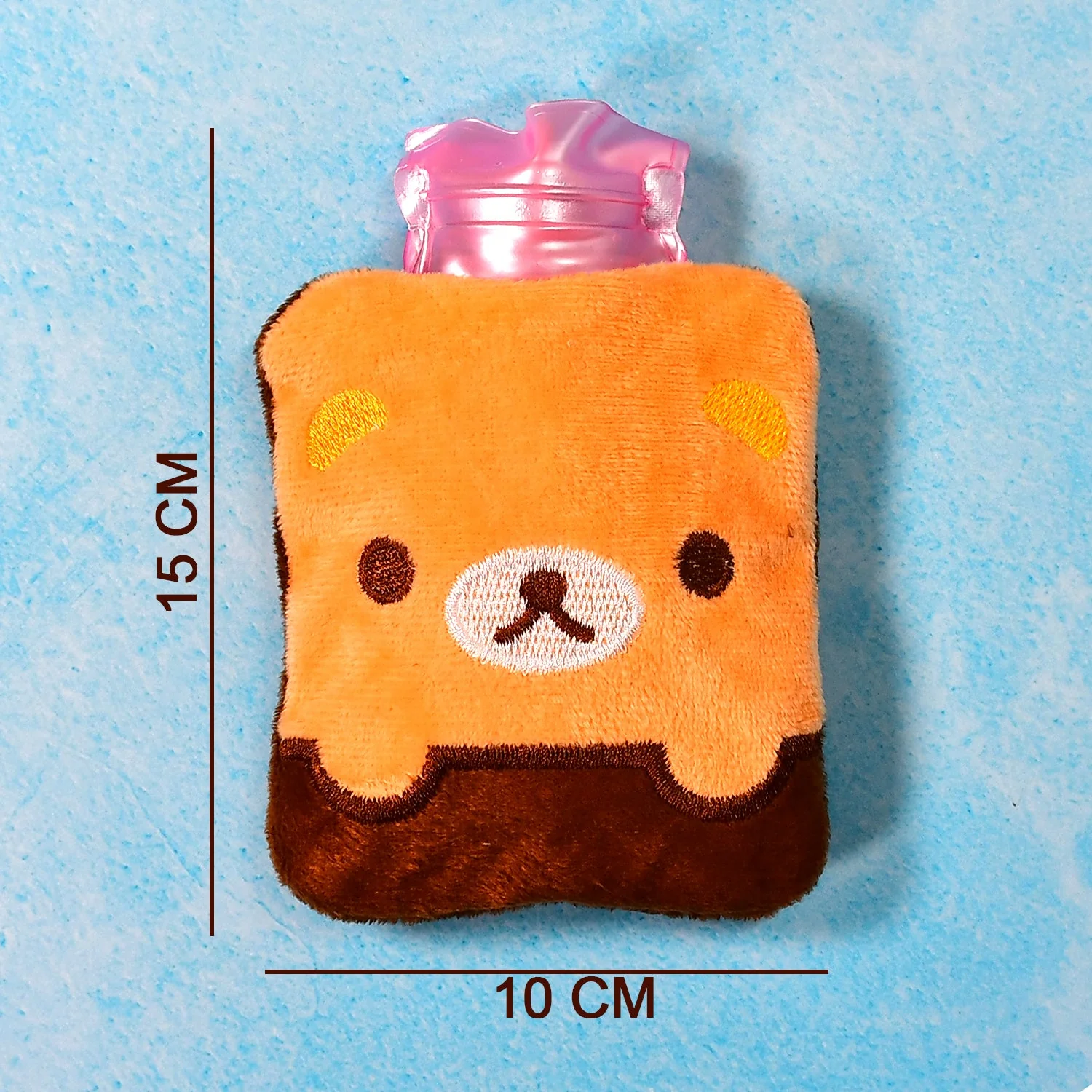 Brown Panda Print Small Hot Water Bag with Cover for Pain - Image 5
