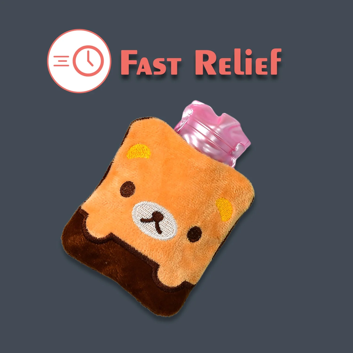Brown Panda Print Small Hot Water Bag with Cover for Pain - Image 6