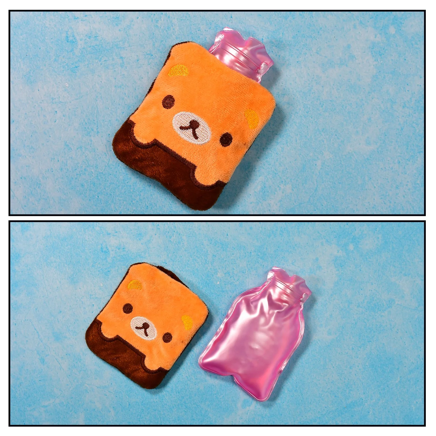 Brown Panda Print Small Hot Water Bag with Cover for Pain - Image 7
