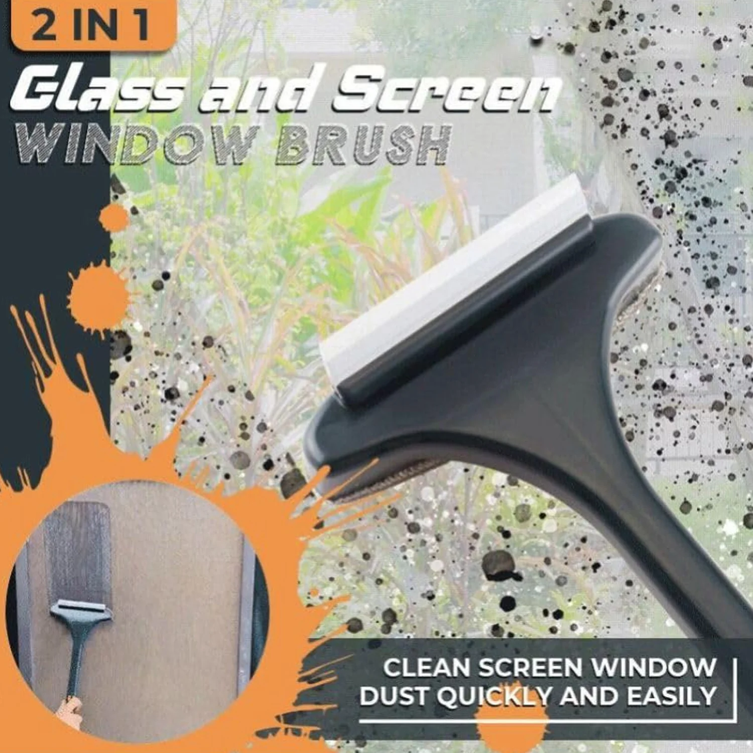 2-in-1 Mesh Cleaning Brush & Wiper with Extended Handle – Window Cleaner (1 Pc) - Image 5