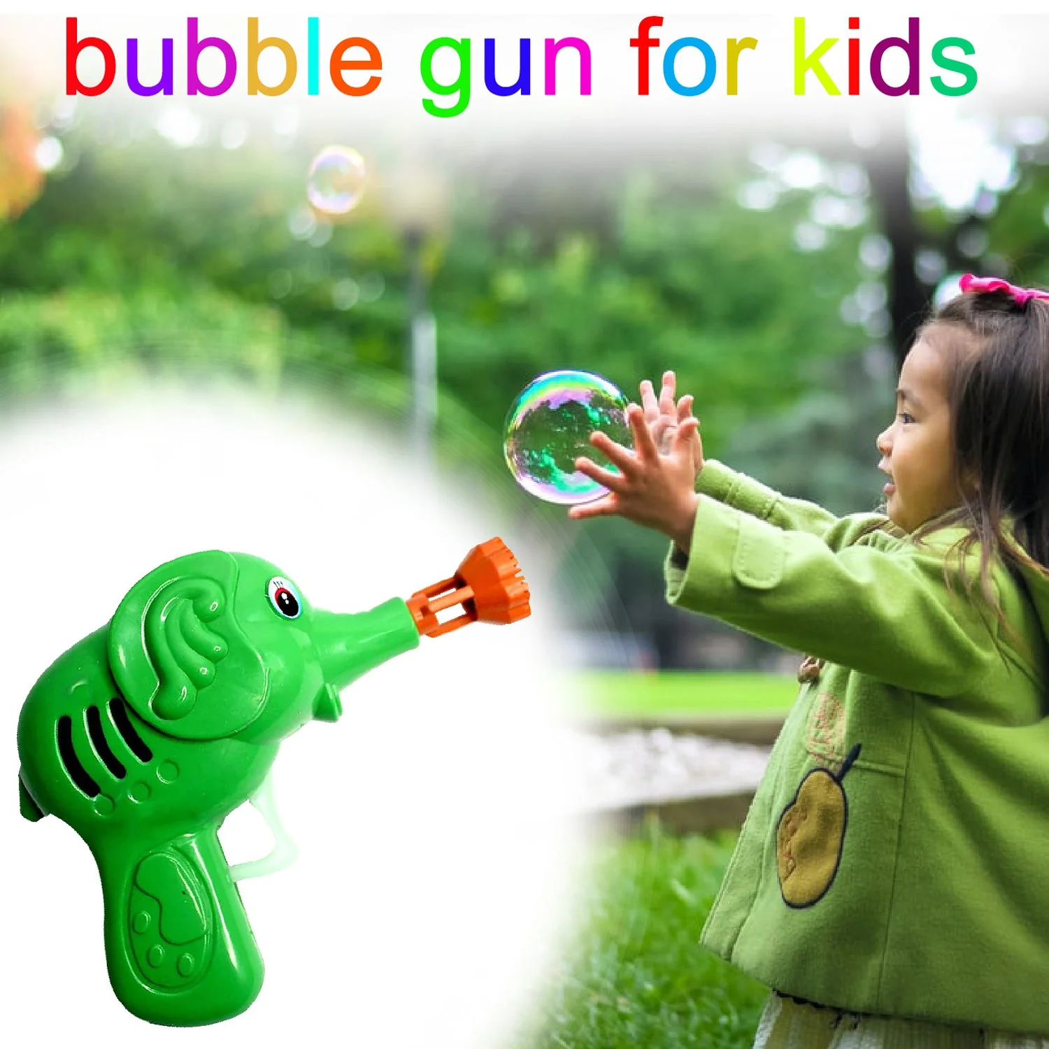 Elephant Hand-Press Bubble Gun Toy with Bubble Liquid Bottle for Kids - Image 4
