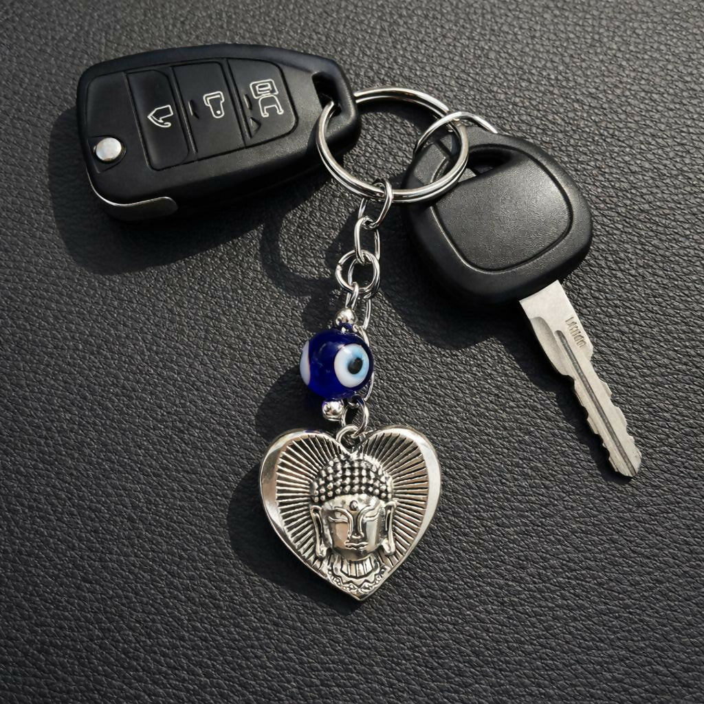 Buddha Evil Eye Heart Keychain for Car Keys, Bags & Spiritual Gifting - Image 3
