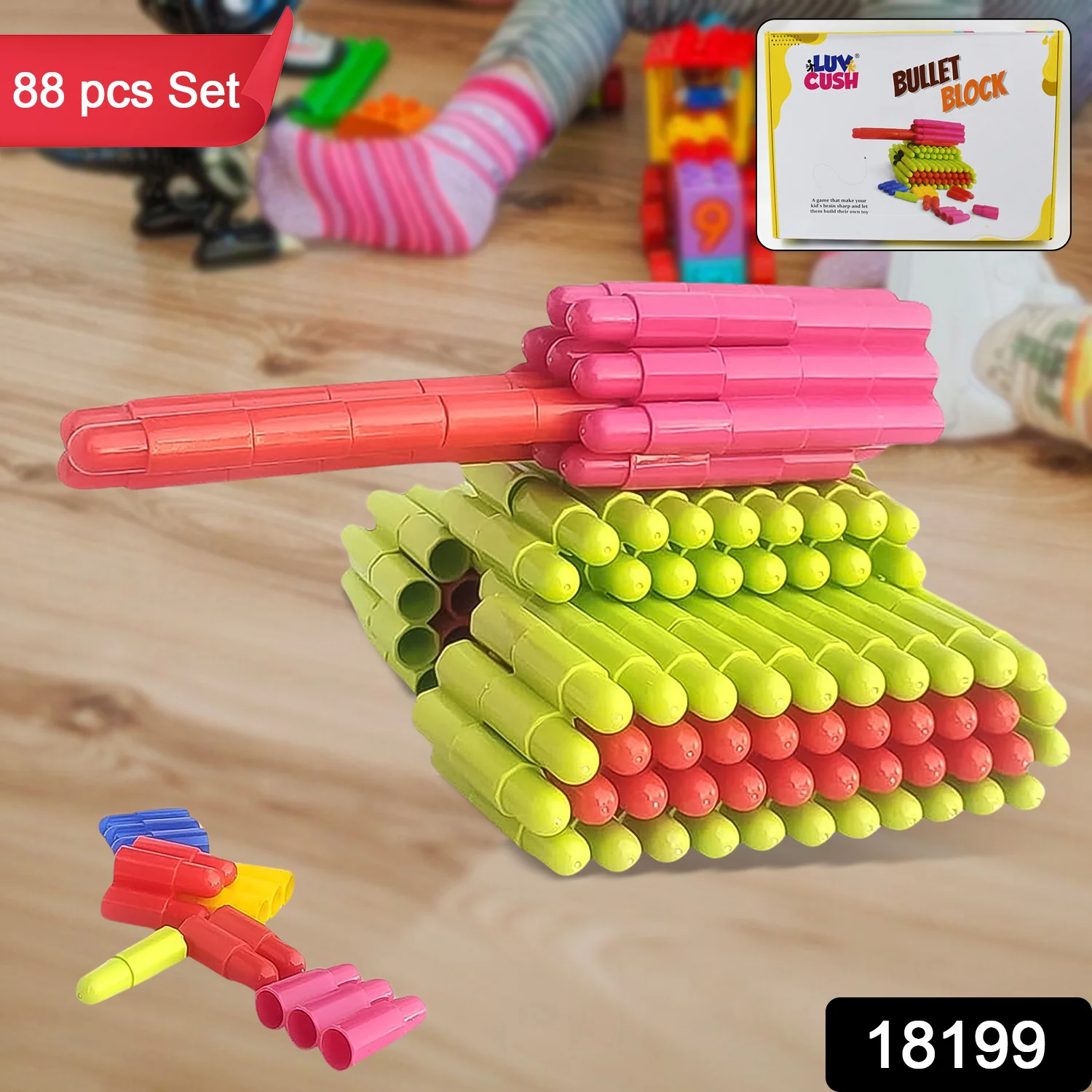 Bullet Blocks Intelligent Kids Creative Bullets Shaped Building (Approx 88 Pcs) - Image 2