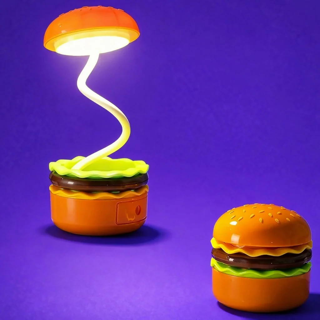 Burger Style LED Desk Lamp with Pencil Sharpener for Kids Study Table - Image 3