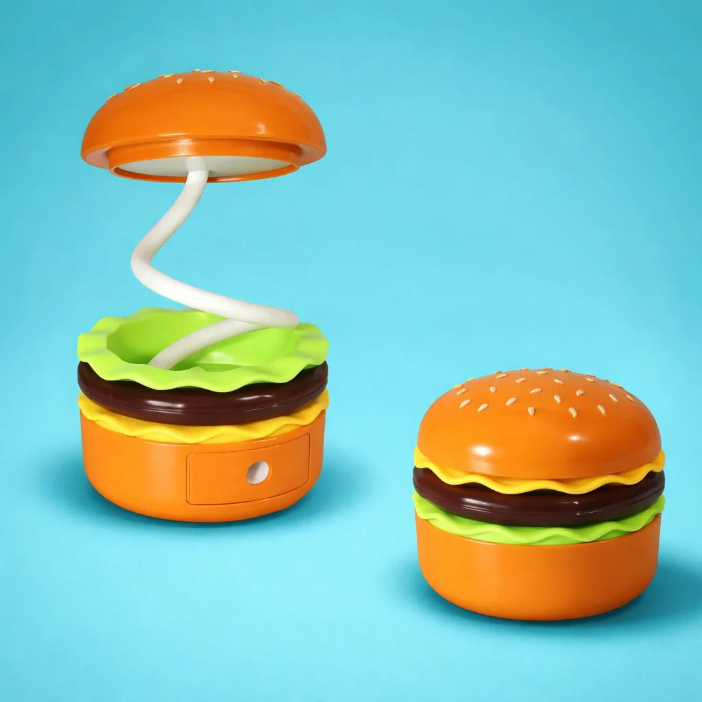 Burger Style LED Desk Lamp with Pencil Sharpener for Kids Study Table - Image 4