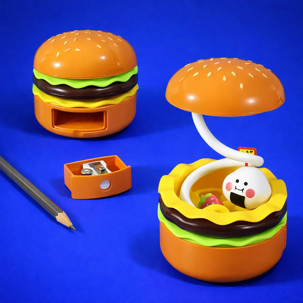 Burger Style LED Desk Lamp with Pencil Sharpener for Kids Study Table - Image 5
