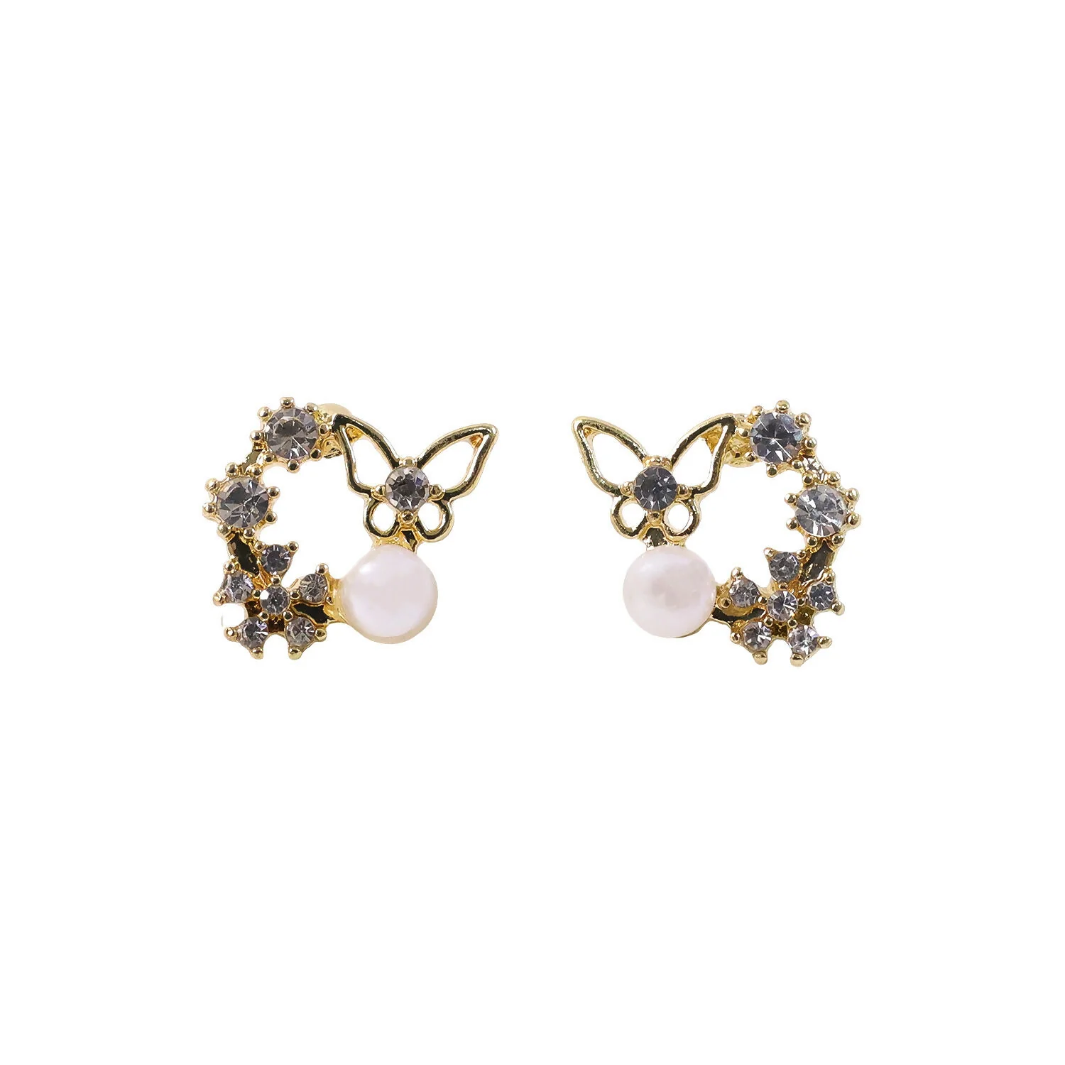 Butterfly Pearl Crystal Stud Earrings for Women And Girls - Image 5