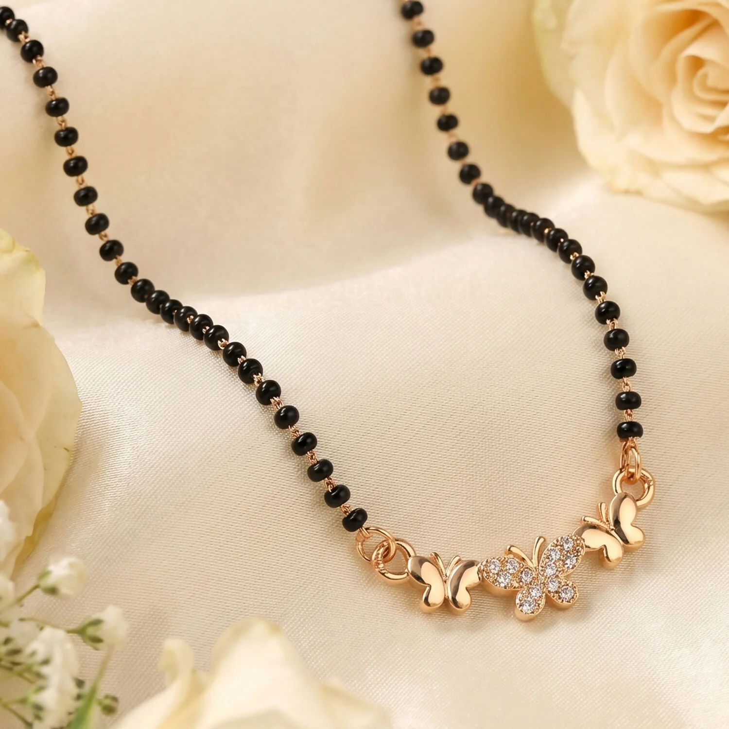 Butterfly Style Elegant Mangalsutra Necklace with Stone Work - Image 2