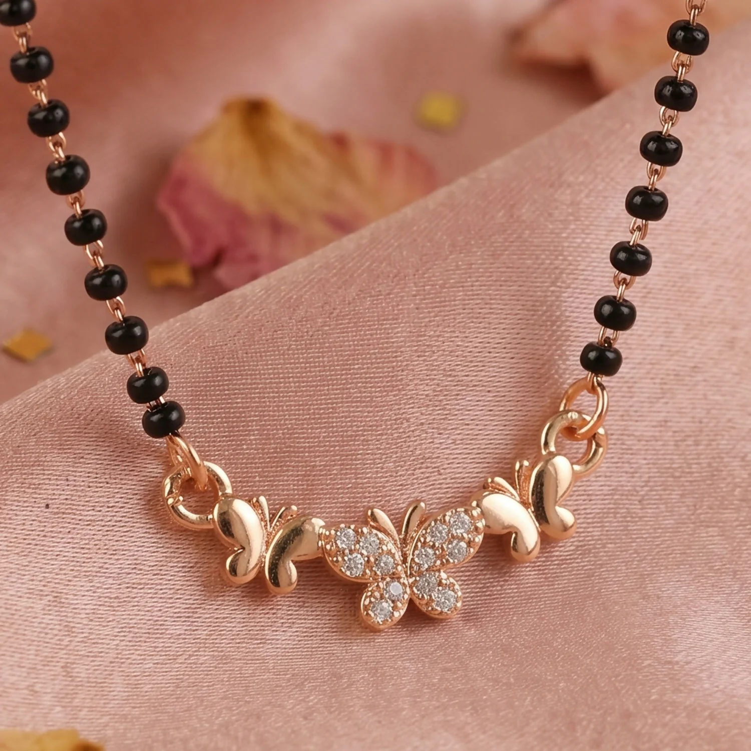 Butterfly Style Elegant Mangalsutra Necklace with Stone Work - Image 4