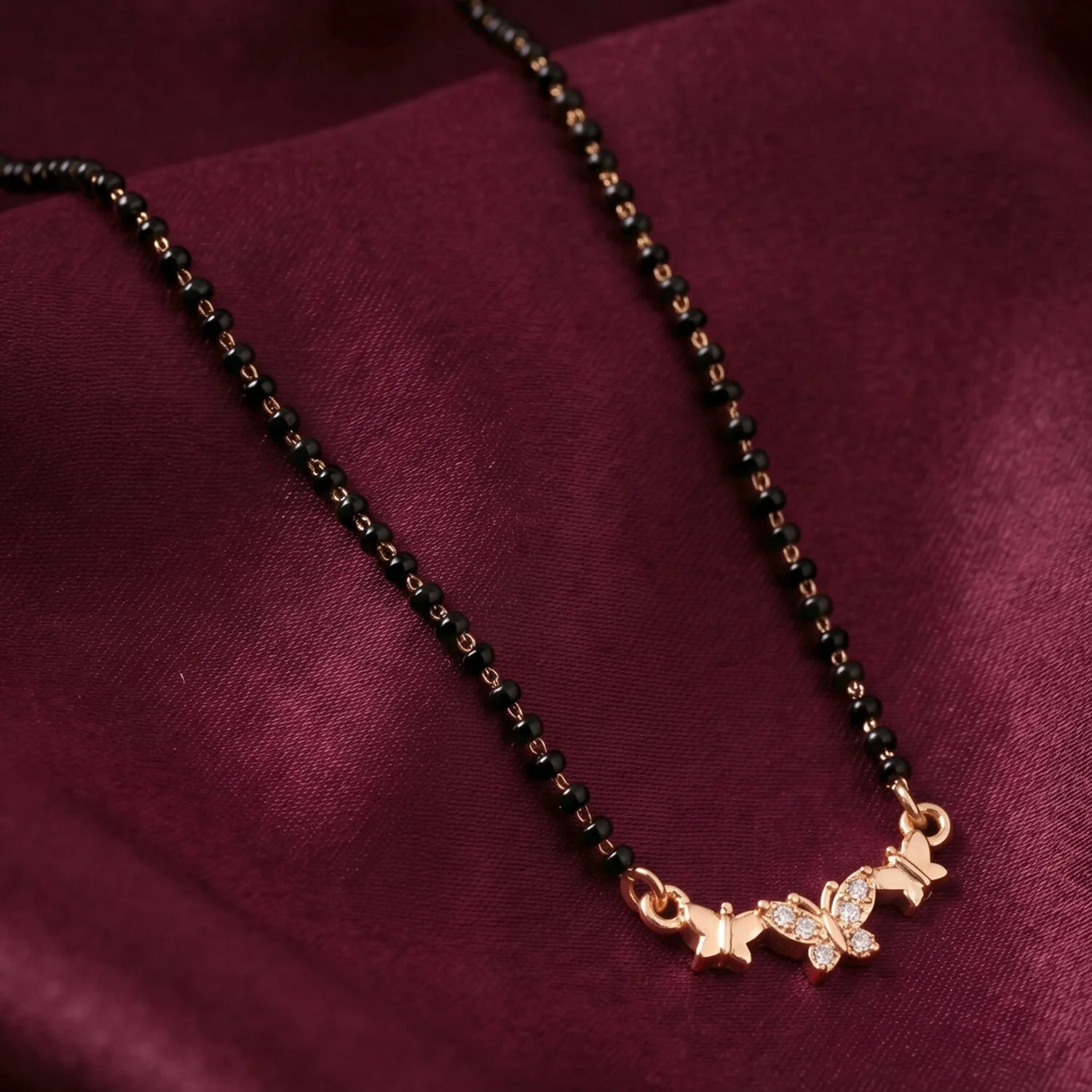 Butterfly Style Elegant Mangalsutra Necklace with Stone Work - Image 5