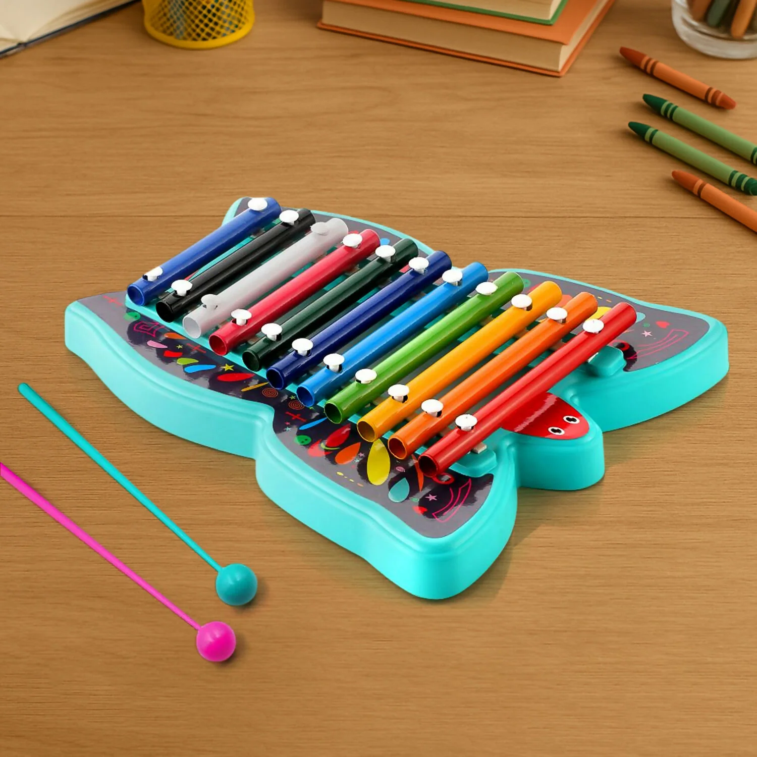 Butterfly Xylophone – Colorful 12-Tone Learning Toy with Dual Mallets - Image 2