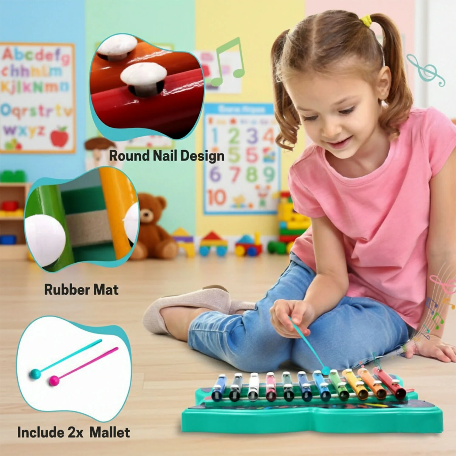 Butterfly Xylophone – Colorful 12-Tone Learning Toy with Dual Mallets - Image 3