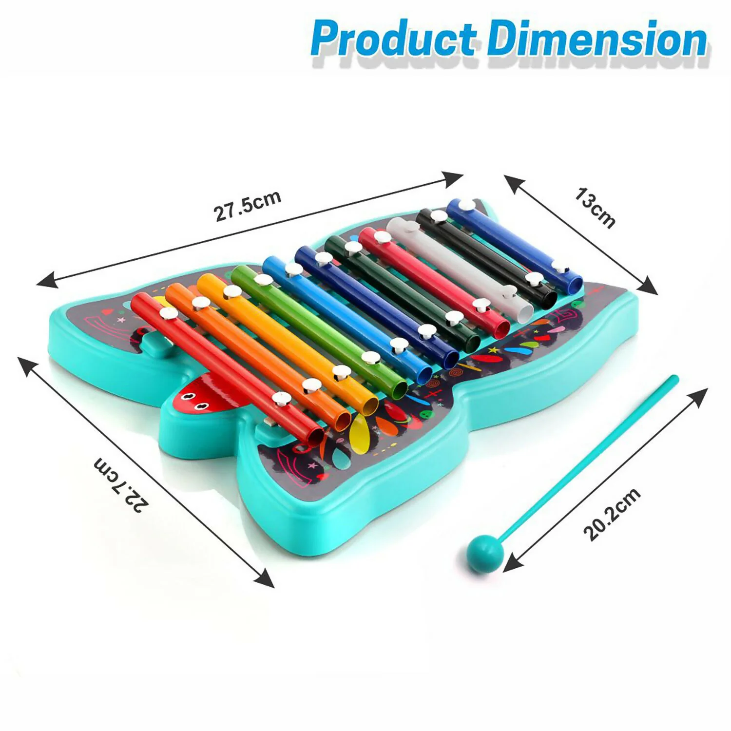 Butterfly Xylophone – Colorful 12-Tone Learning Toy with Dual Mallets - Image 5