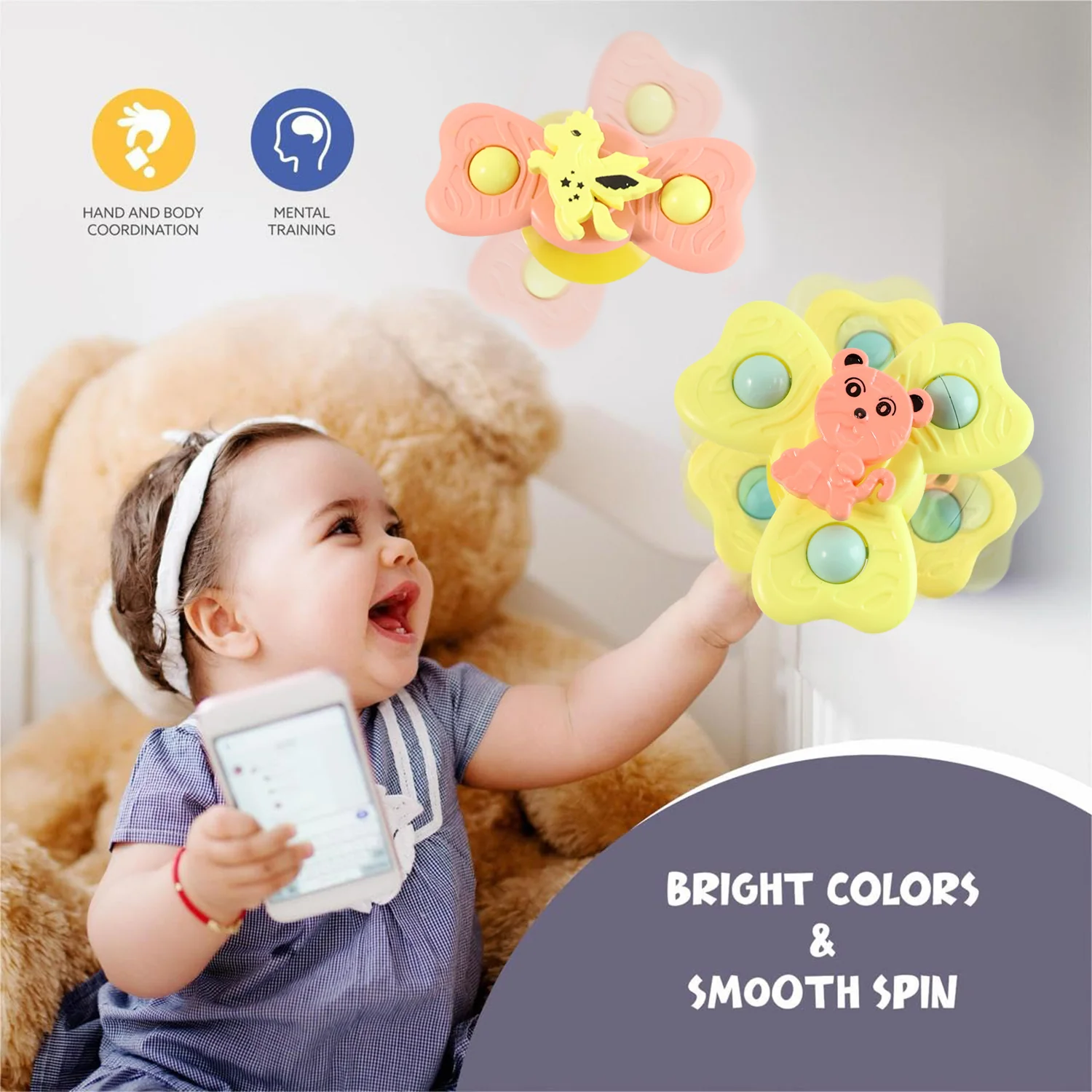 Buzzy Baby Spinner Toy Set – Suction Cup Spinning Toys (3 Pc Set) - Image 6